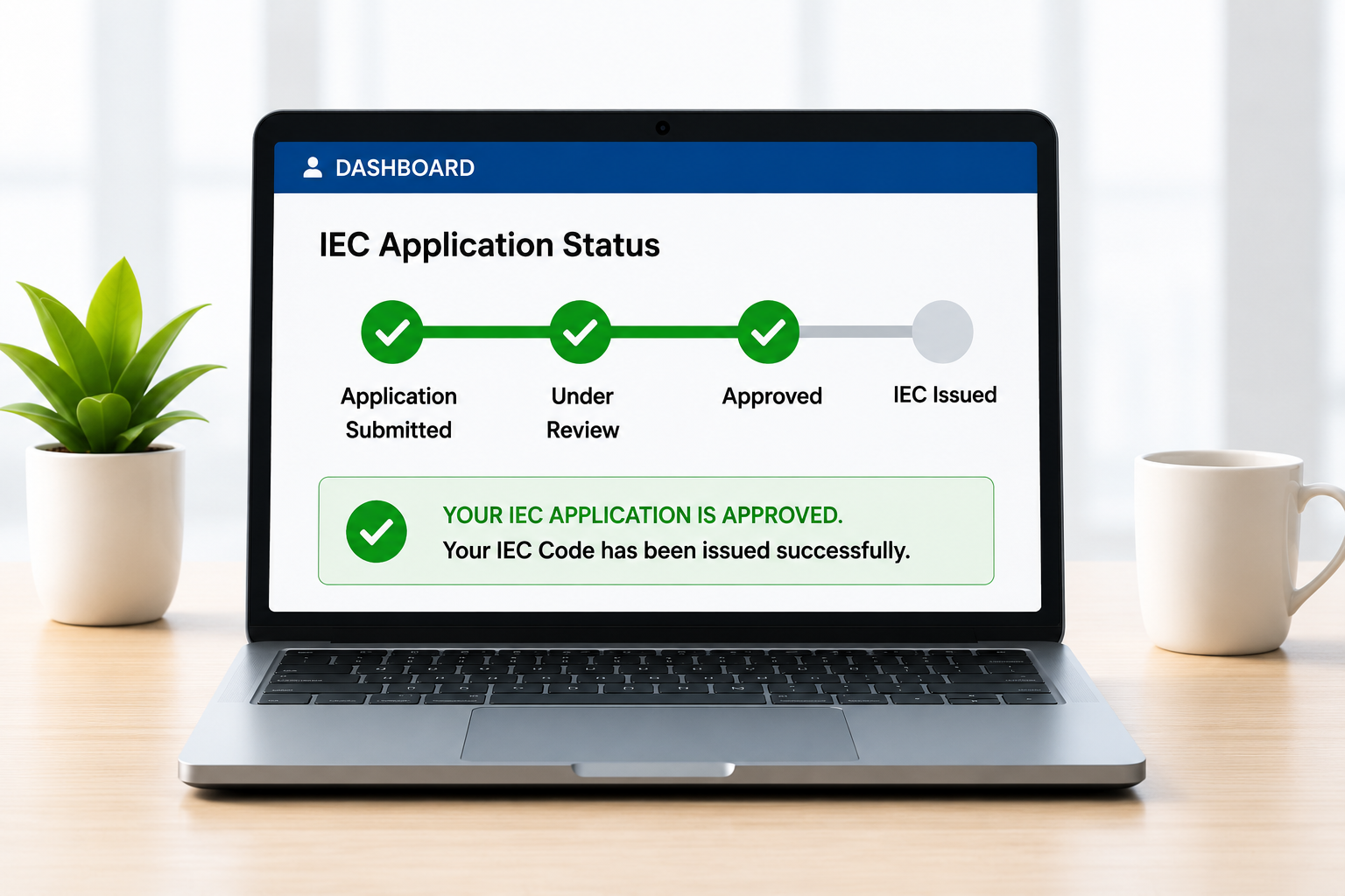 Illustration of checking IEC Code application status and verification on the DGFT portal